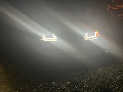 Raxiom Axial Series Headlights with LED Bar; Black Housing; Clear Lens (99-04 Mustang)
