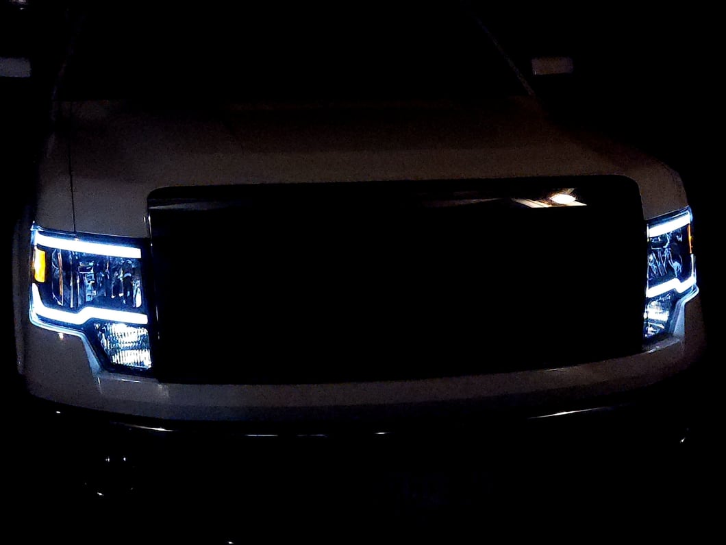 Raxiom Axial Series Headlights with Sequential LED Bar; Black Housing; Clear Lens (09-14 F-150 w/ Factory Halogen Headlights)