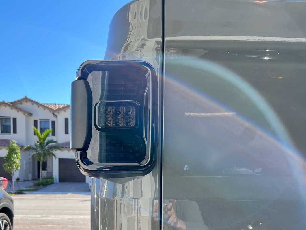 Raxiom Axial Series LED Tail Lights; Black Housing; Smoked Lens (20-25 Jeep Gladiator JT w/ Factory Halogen Tail Lights & w/o Blind Spot Detection))