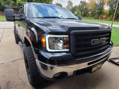 Raxiom Axial Series Headlights with LED Bar; Black Housing; Clear Lens (07-13 Sierra 1500)