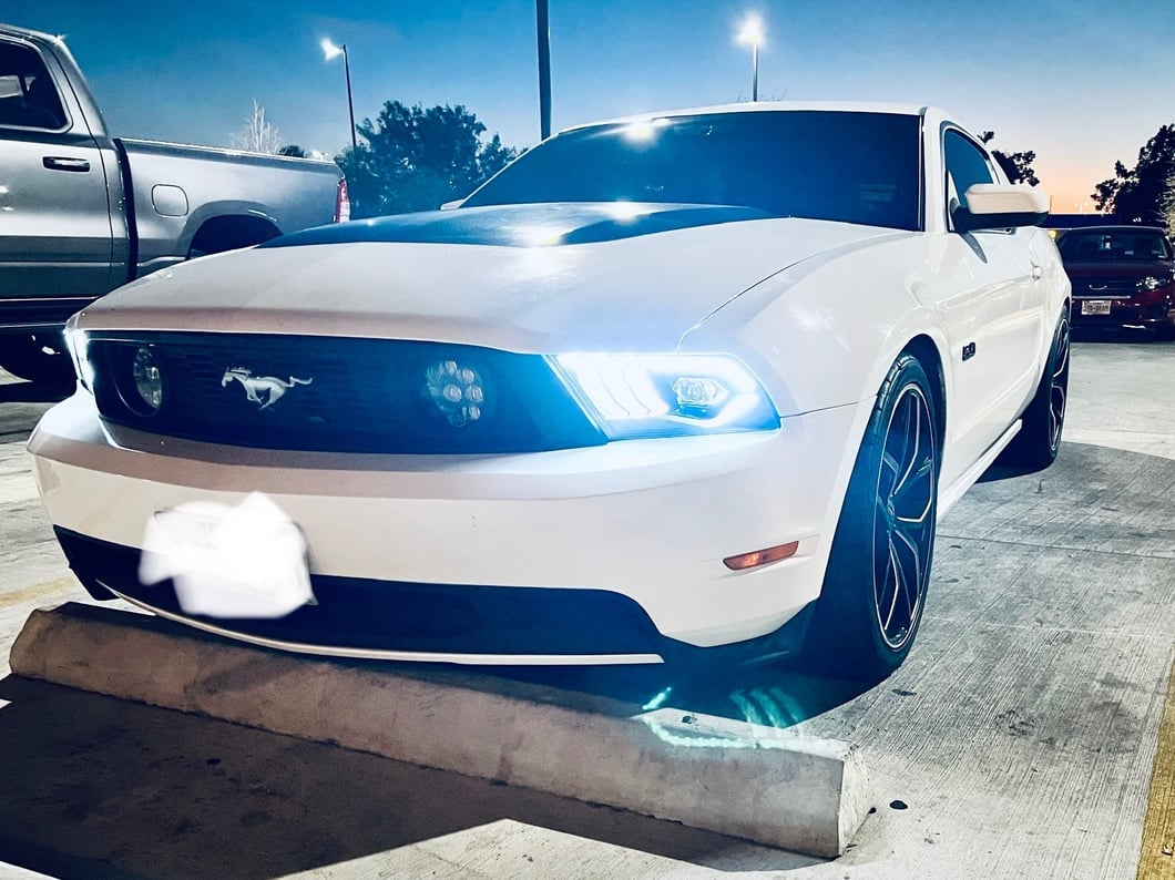 Raxiom LED Projector Headlights; Black Housing; Clear Lens (10-12 Mustang w/ Factory Halogen Headlights)