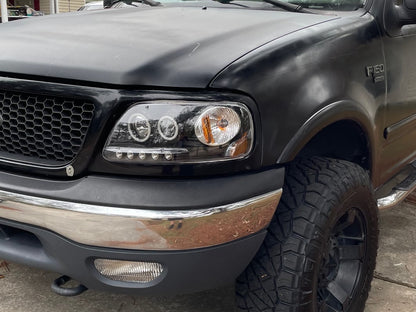 Raxiom Super White LED Halo Projector Headlights; Black Housing; Clear Lens (97-03 F-150)