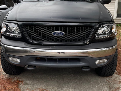 Raxiom Super White LED Halo Projector Headlights; Black Housing; Clear Lens (97-03 F-150)