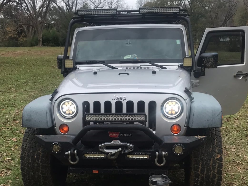 Raxiom Axial Series Spider LED Headlights with Amber DRL and Angel Eye Halo; Black Housing; Clear Lens (07-18 Jeep Wrangler JK)