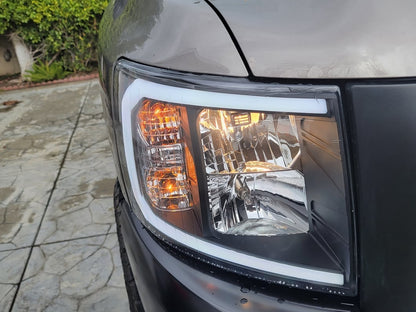 Raxiom Axial Series Headlights with Sequential LED Bar; Black Housing; Clear Lens (07-13 Silverado 1500)