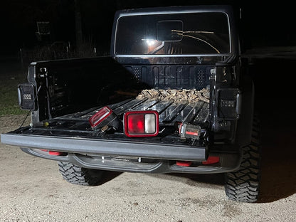 Raxiom Axial Series LED Tail Lights; Black Housing; Smoked Lens (20-25 Jeep Gladiator JT w/ Factory Halogen Tail Lights & w/o Blind Spot Detection))