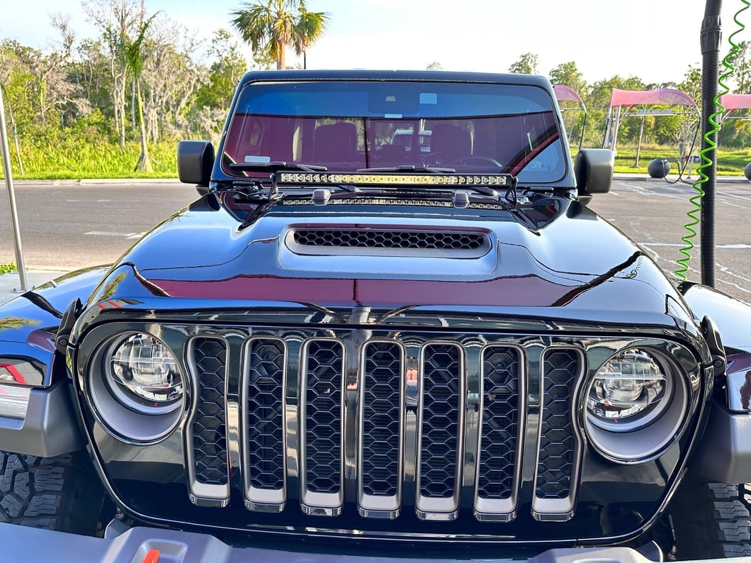 Raxiom Axial Series 30-Inch Single Row LED Light Bar with Hood Mounting Brackets (20-25 Jeep Gladiator JT)