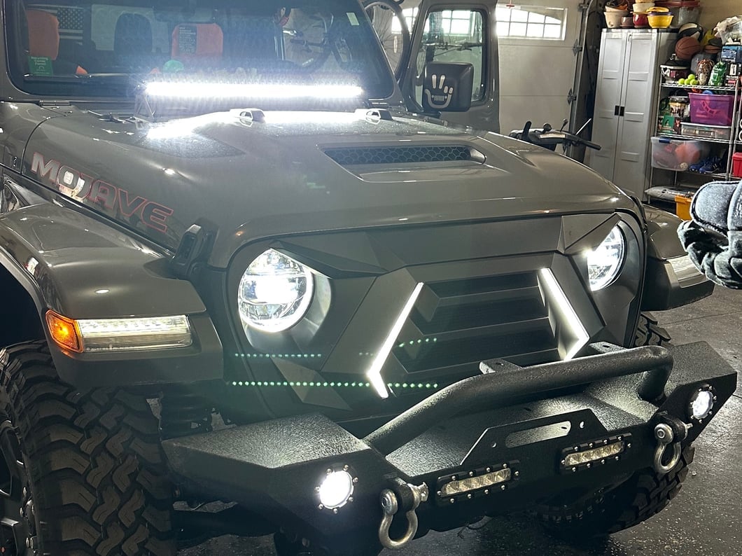 Raxiom Axial Series 30-Inch Single Row LED Light Bar with Hood Mounting Brackets (20-25 Jeep Gladiator JT)