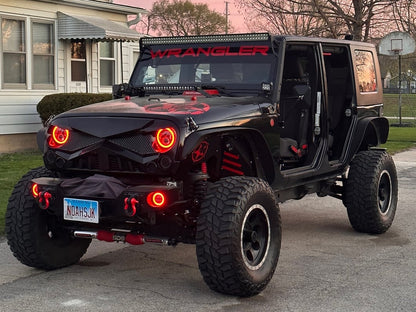 Raxiom Axial Series 7-Inch LED Headlights with RGB Halo; Black Housing; Clear Lens (97-18 Jeep Wrangler TJ & JK)