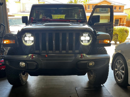 Raxiom Axial Series 9-Inch Angel Eye LED Headlights; Black Housing; Clear Lens (18-25 Jeep Wrangler JL)