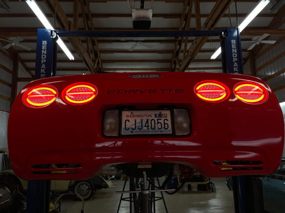 Raxiom Axial Series LED Tail Lights; Chrome Housing; Clear Lens (97-04 Corvette C5)
