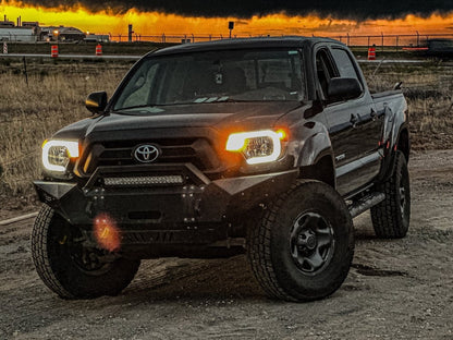 Raxiom Axial Series Headlights with LED Bar; Black Housing; Clear Lens (12-15 Tacoma)