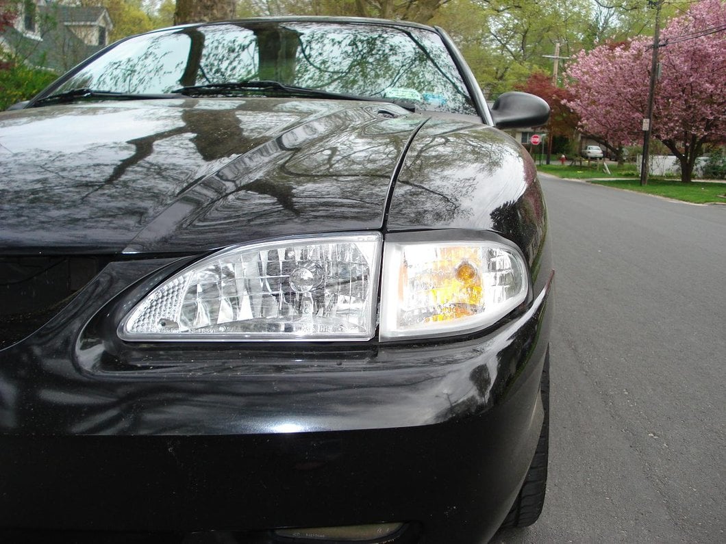 Raxiom Axial Series Cobra Style Headlights; Chrome Housing; Clear Lens (94-98 Mustang)
