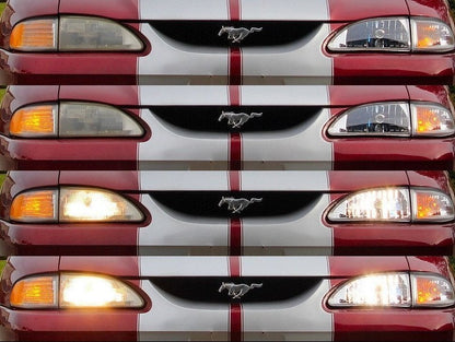 Raxiom Axial Series Cobra Style Headlights; Chrome Housing; Clear Lens (94-98 Mustang)
