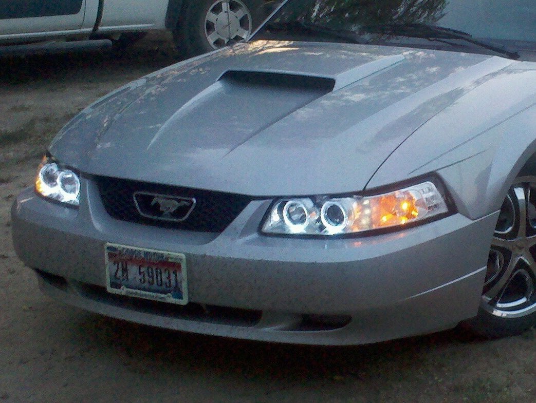 Raxiom Dual LED Halo Projector Headlights; Chrome Housing; Clear Lens (99-04 Mustang)