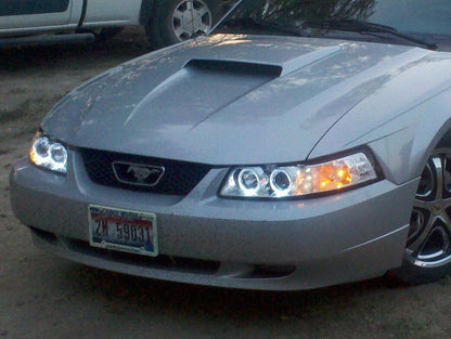 Raxiom Dual LED Halo Projector Headlights; Chrome Housing; Clear Lens (99-04 Mustang)