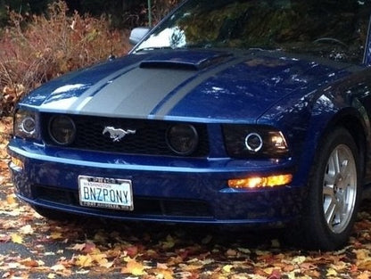 Raxiom 2010 Style LED Halo Headlights; Black Housing; Smoked Lens (05-09 Mustang w/ Factory Halogen Headlights, Excluding GT500)