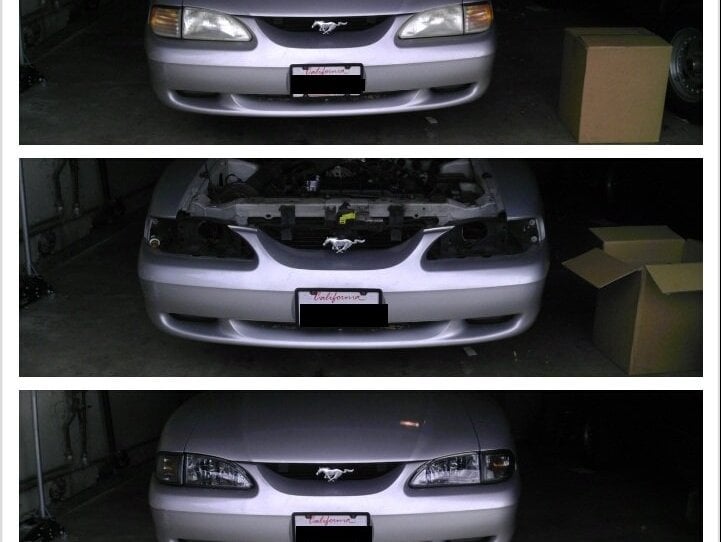 Raxiom Axial Series Cobra Style Headlights; Black Housing; Clear Lens (94-98 Mustang)