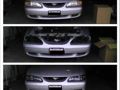 Raxiom Axial Series Cobra Style Headlights; Black Housing; Clear Lens (94-98 Mustang)