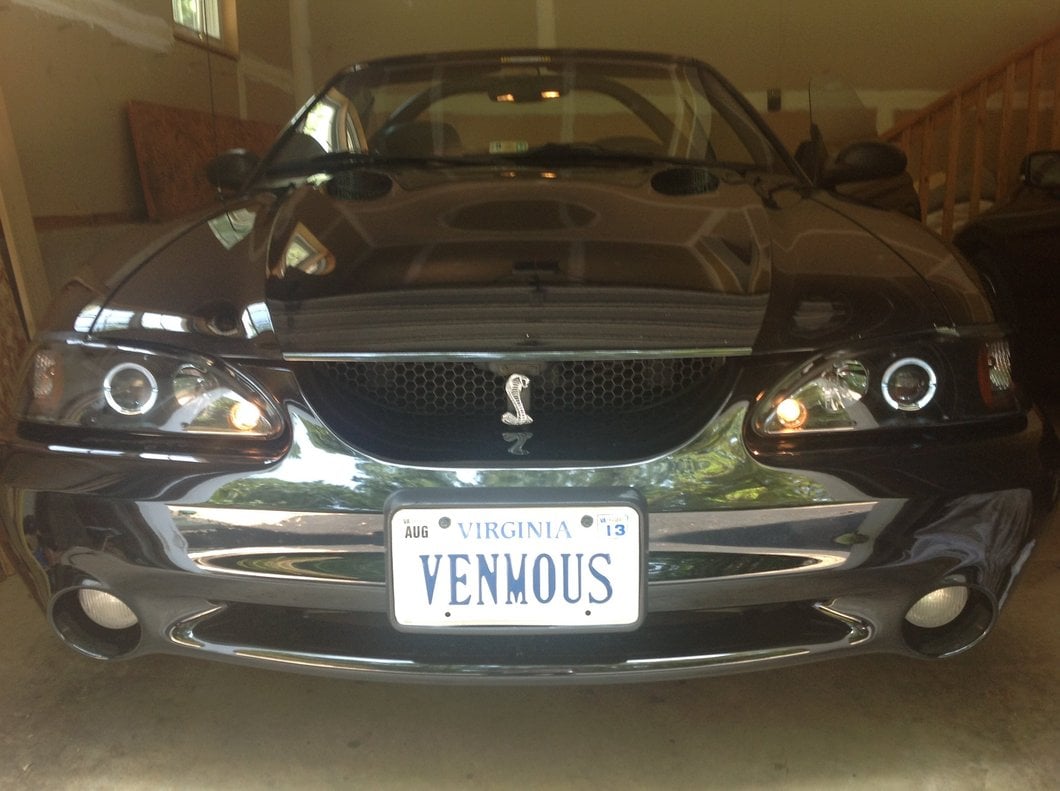 Raxiom LED Halo Projector Headlights; Black Housing; Smoked Lens (94-98 Mustang)