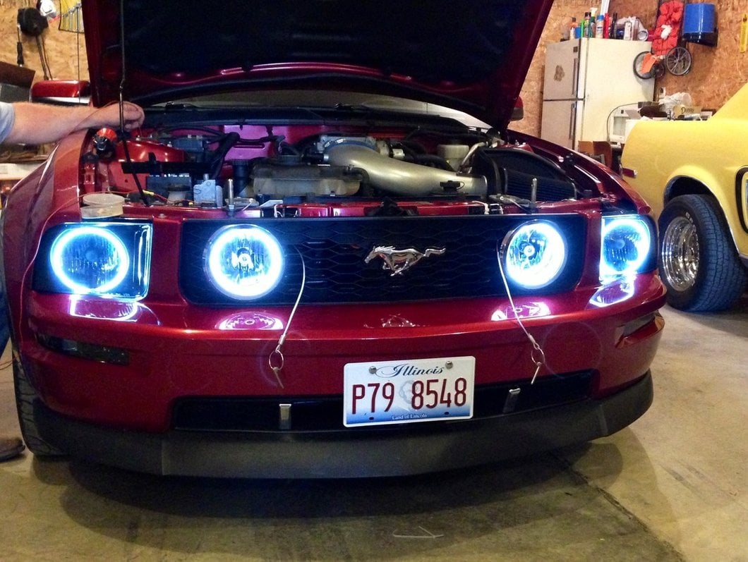 Raxiom Axial Series CCFL Halo Projector Headlights; Black Housing; Smoked Lens (05-09 Mustang w/ Factory Halogen Headlights, Excluding GT500)