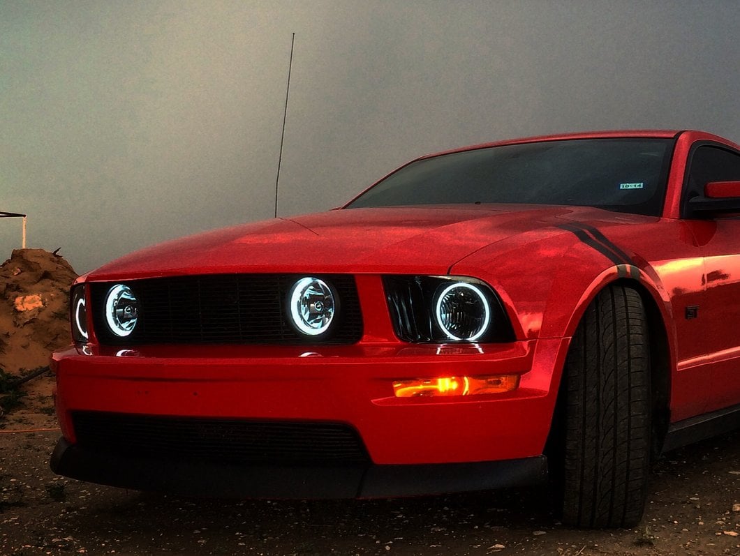 Raxiom Axial Series CCFL Halo Projector Headlights; Black Housing; Smoked Lens (05-09 Mustang w/ Factory Halogen Headlights, Excluding GT500)