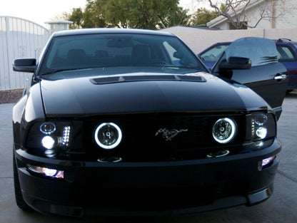 Raxiom LED Halo Projector Headlights; Black Housing; Smoked Lens (05-09 Mustang w/ Factory Halogen Headlights, Excluding GT500)
