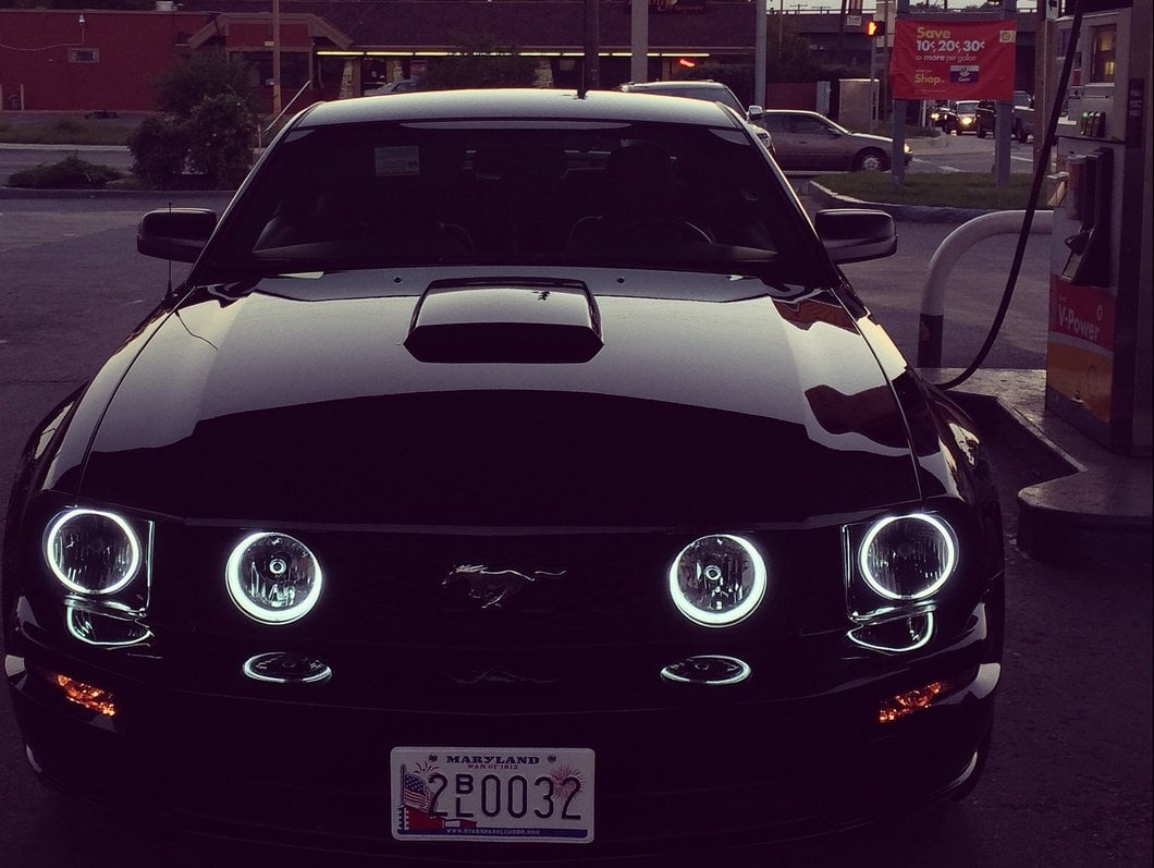 Raxiom Axial Series CCFL Halo Projector Headlights; Black Housing; Smoked Lens (05-09 Mustang w/ Factory Halogen Headlights, Excluding GT500)