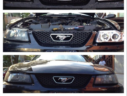 Raxiom Dual LED Halo Projector Headlights; Chrome Housing; Clear Lens (99-04 Mustang)