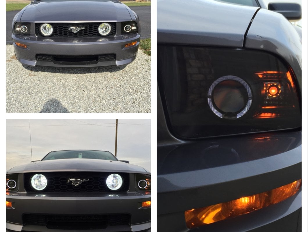 Raxiom 2010 Style LED Halo Headlights; Black Housing; Clear Lens (05-09 Mustang w/ Factory Halogen Headlights, Excluding GT500)