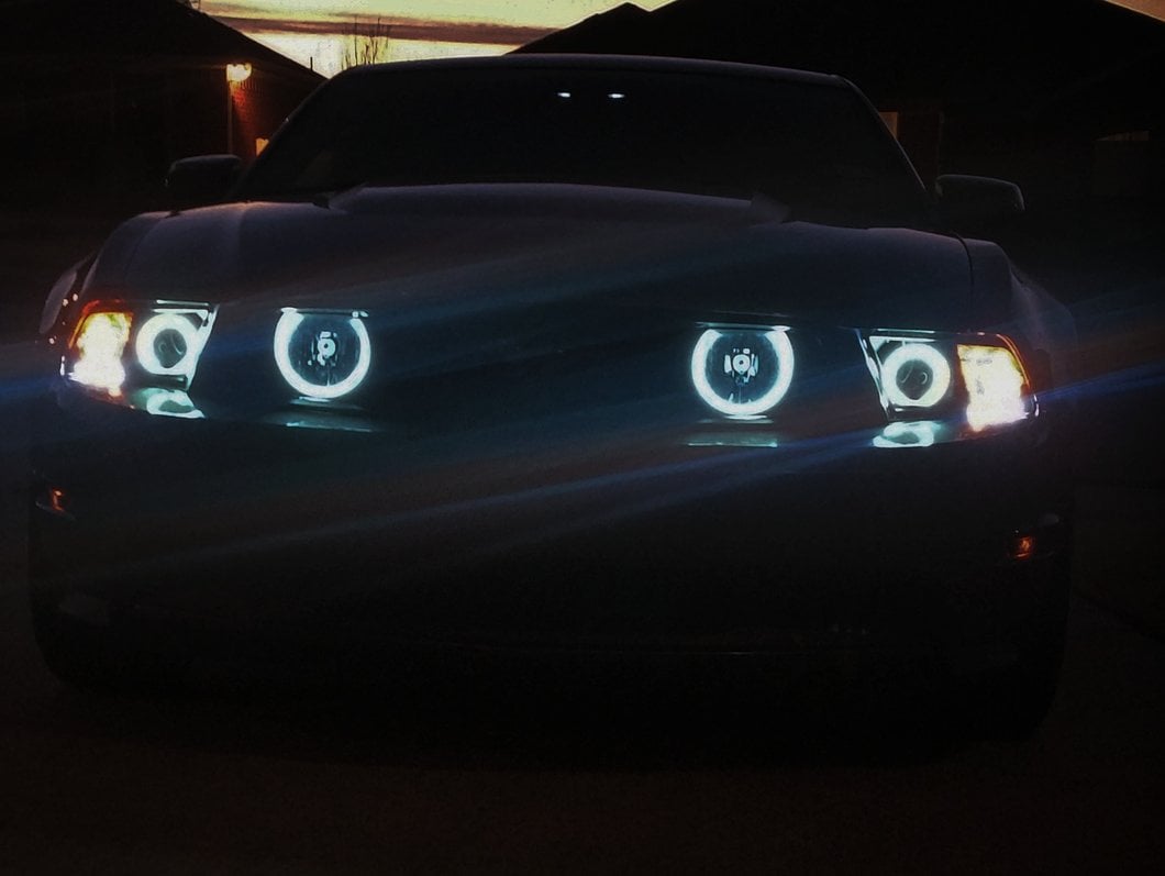 Raxiom CCFL Halo Projector Headlights; Black Housing; Clear Lens (10-12 Mustang w/ Factory Halogen Headlights)