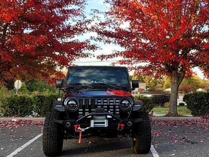 Raxiom Axial Series 9-Inch Angel Eye LED Headlights and LED Fog Lights; Black Housing; Clear Lens (18-25 Jeep Wrangler JL)