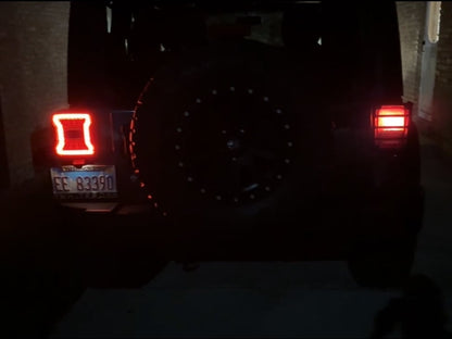 Raxiom Axial Series JL Style LED Tail Lights; Black Housing; Smoked Lens (07-18 Jeep Wrangler JK)