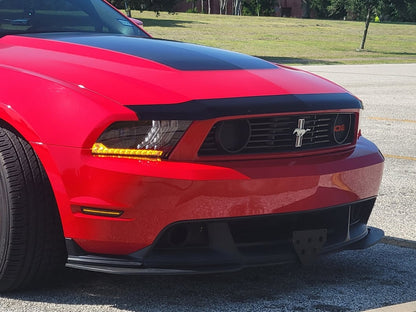 Raxiom LED Projector Headlights with DRL and Sequential Turn Signals; Black Housing; Clear Lens (10-12 Mustang w/ Factory Halogen Headlights)