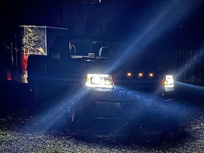 Raxiom Axial Series LED Projector Headlights with Sequential LED Bar; Black Housing; Clear Lens (04-08 F-150)