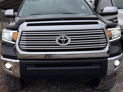 Raxiom Axial Series Headlights with LED Bar; Black Housing; Clear Lens (14-21 Tundra w/ Factory Halogen Headlights)