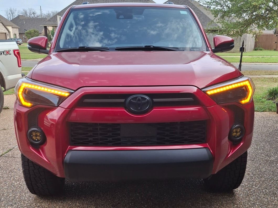 Raxiom CXR Series LED Headlights with Amber DRL; Black Housing; Clear Lens (14-24 4Runner w/ Factory Halogen Headlights)