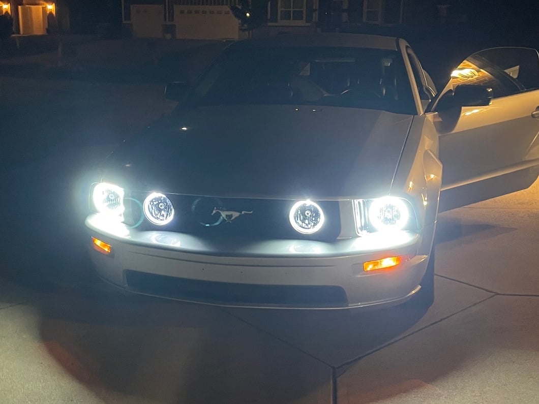 Raxiom Axial Series CCFL Halo Projector Headlights and LED Halo Fog Lights; Smoked (05-09 Mustang w/ Factory Halogen Headlights, Excluding GT500)