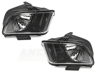 Raxiom Axial Series Stock Replacement Headlights; Black Housing; Clear Lens (05-09 Mustang w/ Factory Halogen Headlights, Excluding GT500)