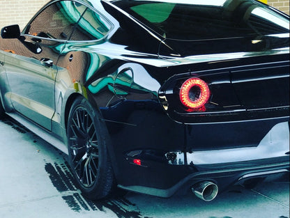 Raxiom Halo LED Tail Lights; Gloss Black Housing; Smoked Lens (15-23 Mustang)