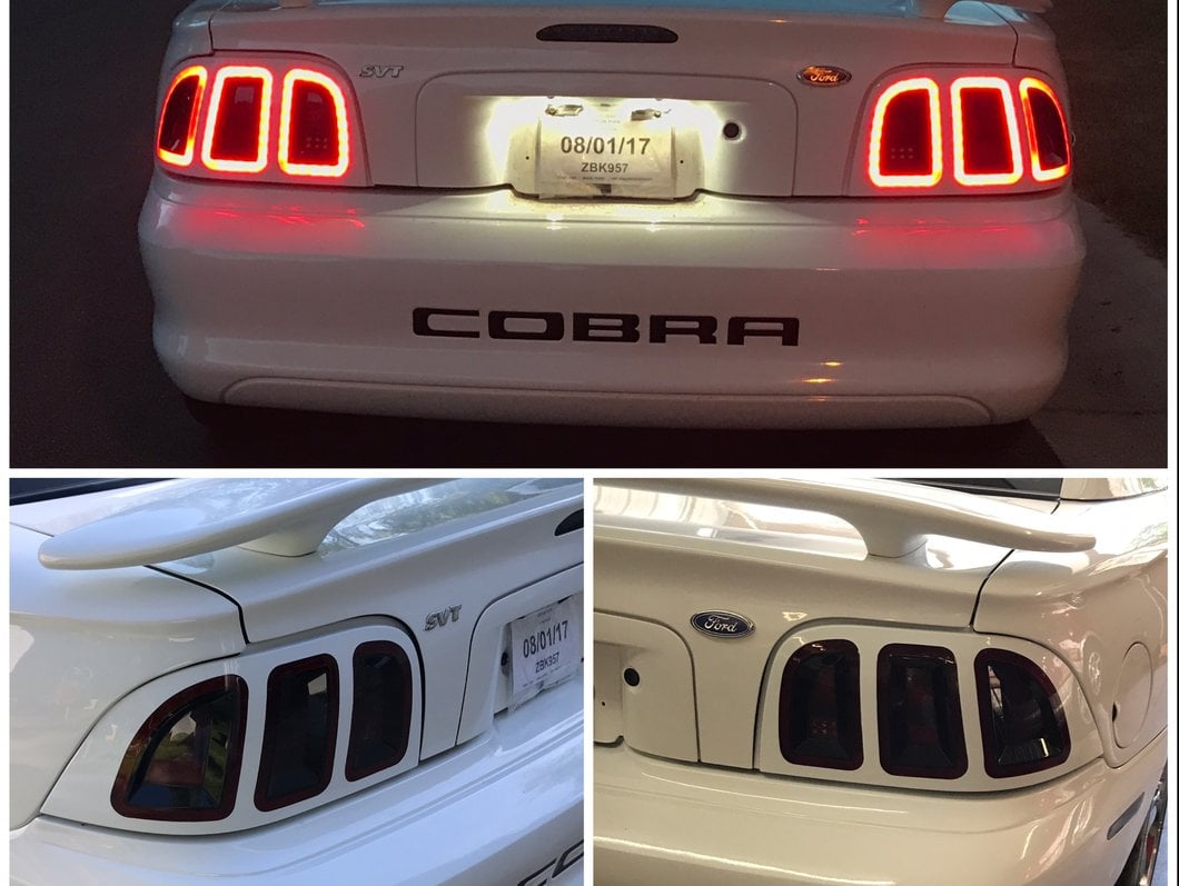 Raxiom Icon LED Tail Lights; Black Housing; Smoked Lens (96-98 Mustang)