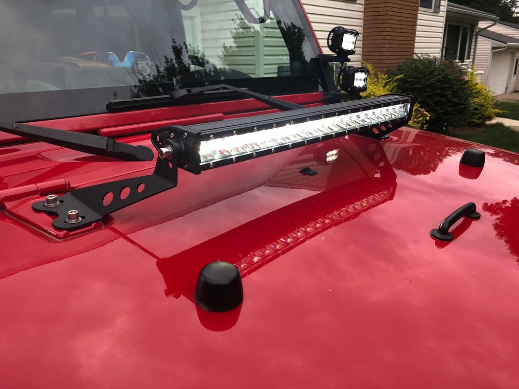 Raxiom 24-Inch Light Bar Hood Mounting Brackets (07-18 Jeep Wrangler JK)