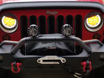 Raxiom Axial Series Spider LED Headlights with Amber DRL and Angel Eye Halo; Chrome Housing; Clear Lens (97-18 Jeep Wrangler TJ & JK)