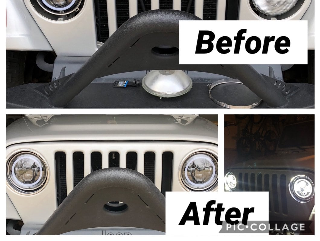 Raxiom Axial Series LED Halo Headlights with DRL and Amber Turn Signals; Black Housing; Clear Lens (97-18 Jeep Wrangler TJ & JK)