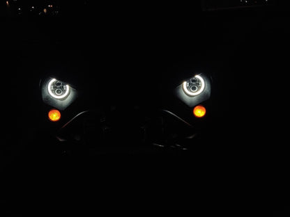 Raxiom Axial Series LED Halo Headlights with DRL and Amber Turn Signals; Black Housing; Clear Lens (97-18 Jeep Wrangler TJ & JK)