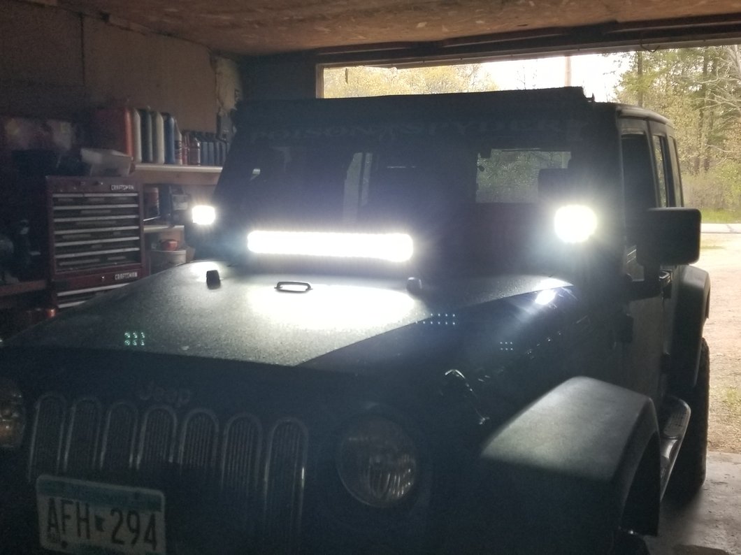Raxiom 20-Inch Light Bar Hood Mounting Brackets (07-18 Jeep Wrangler JK)