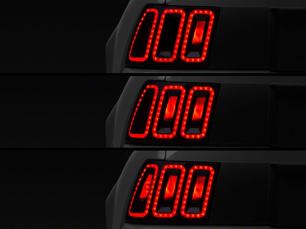 Raxiom Icon LED Tail Lights and Sequential Tail Light Kit; Black Housing; Smoked Lens (99-04 Mustang, Excluding 99-01 Cobra)