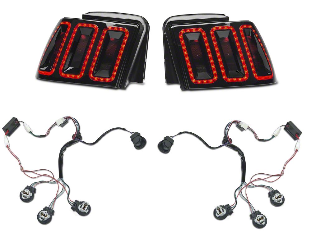 Raxiom Icon LED Tail Lights and Sequential Tail Light Kit; Black Housing; Smoked Lens (99-04 Mustang, Excluding 99-01 Cobra)