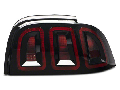 Raxiom Icon LED Tail Lights; Black Housing; Smoked Lens (96-98 Mustang)