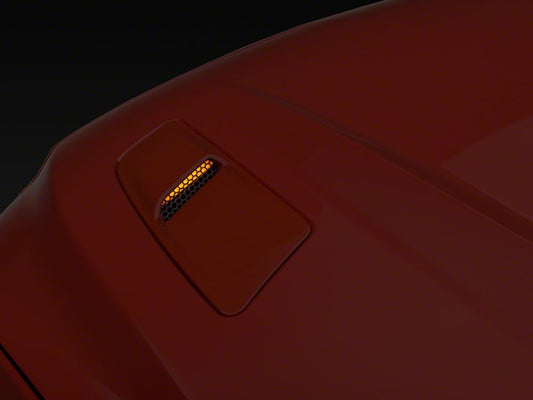 Raxiom Axial Series Hood Mount Turn Signal Kit; Amber LED (15-17 Mustang GT)